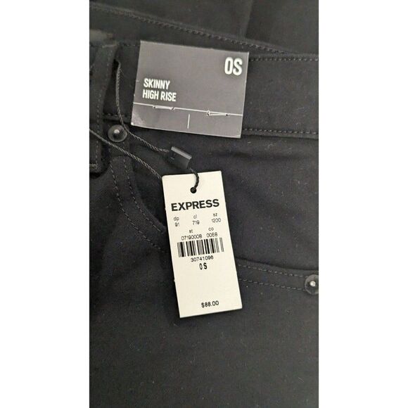 Express Womens Size OS Black Distressed Skinny Jeans Stretch High Rise Raw Hem - Picture 8 of 11